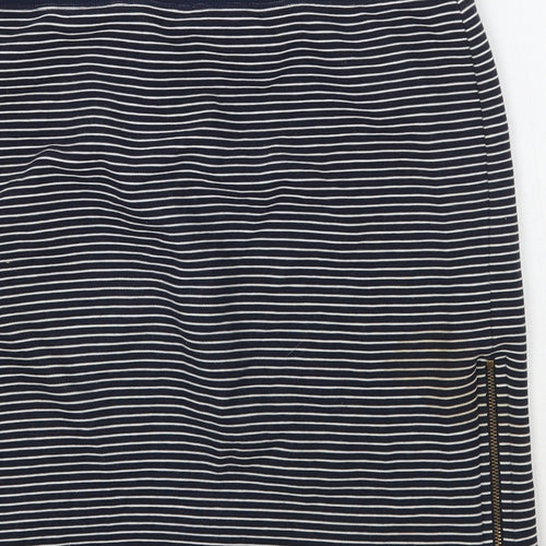 Warehouse Womens Blue Striped Rayon A-Line Skirt Size 14