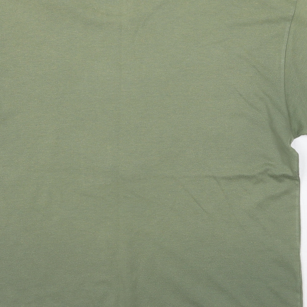 Katies Womens Green Floral  Basic T-Shirt Size 12