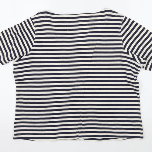 Marks and Spencer Womens White Striped  Basic T-Shirt Size 18