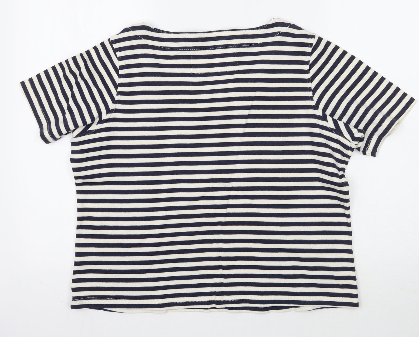 Marks and Spencer Womens White Striped  Basic T-Shirt Size 18