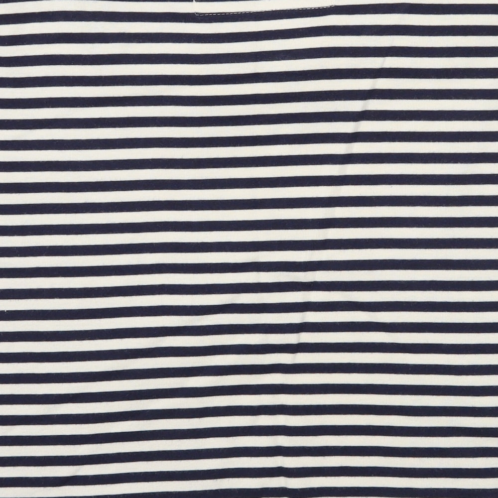 Marks and Spencer Womens White Striped  Basic T-Shirt Size 18