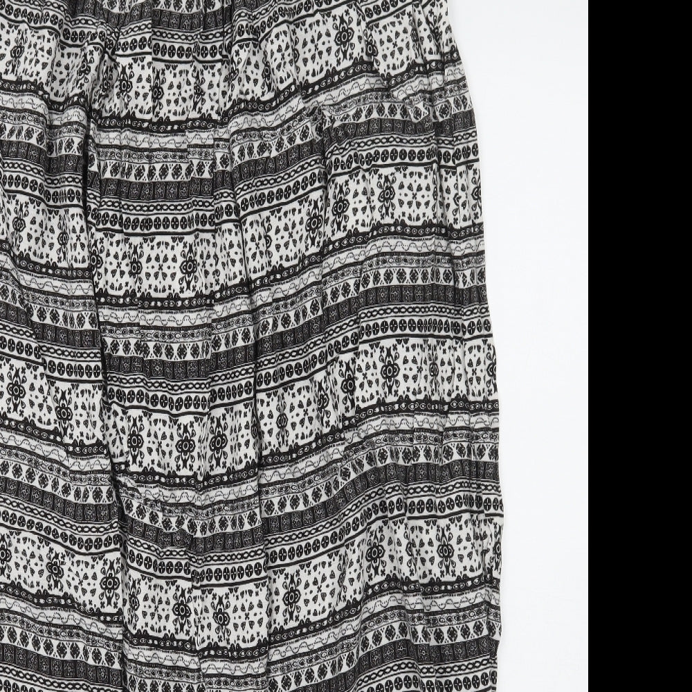 Primark Womens White Geometric  Maxi Skirt Size 14