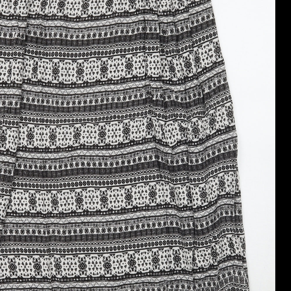 Primark Womens White Geometric  Maxi Skirt Size 14