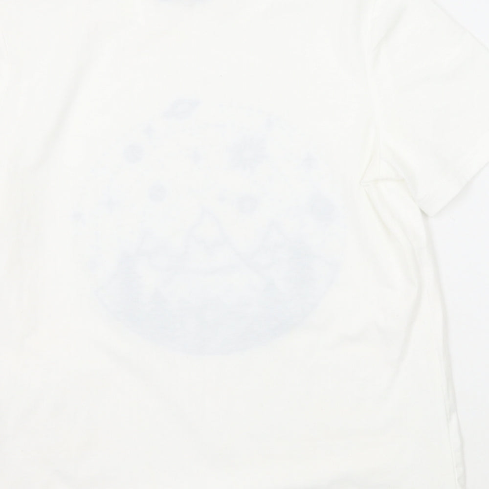 SheIn Womens White Geometric  Basic T-Shirt Size M
