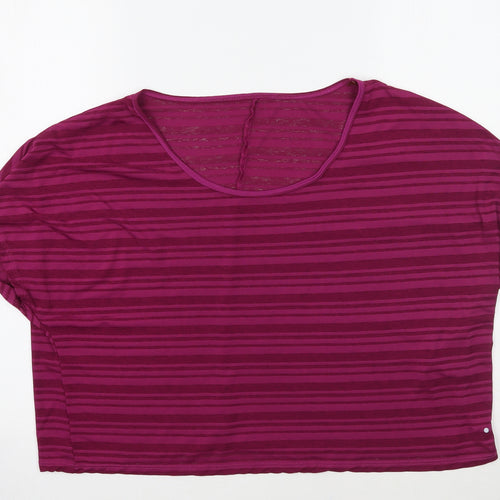 Matalan Womens Purple Striped  Basic T-Shirt Size M