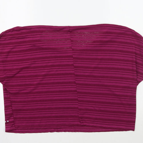 Matalan Womens Purple Striped  Basic T-Shirt Size M