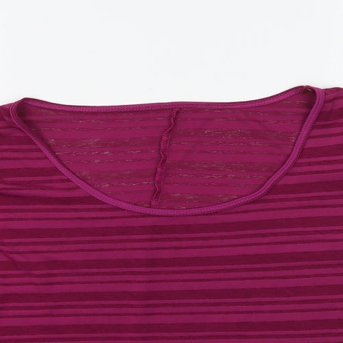 Matalan Womens Purple Striped  Basic T-Shirt Size M