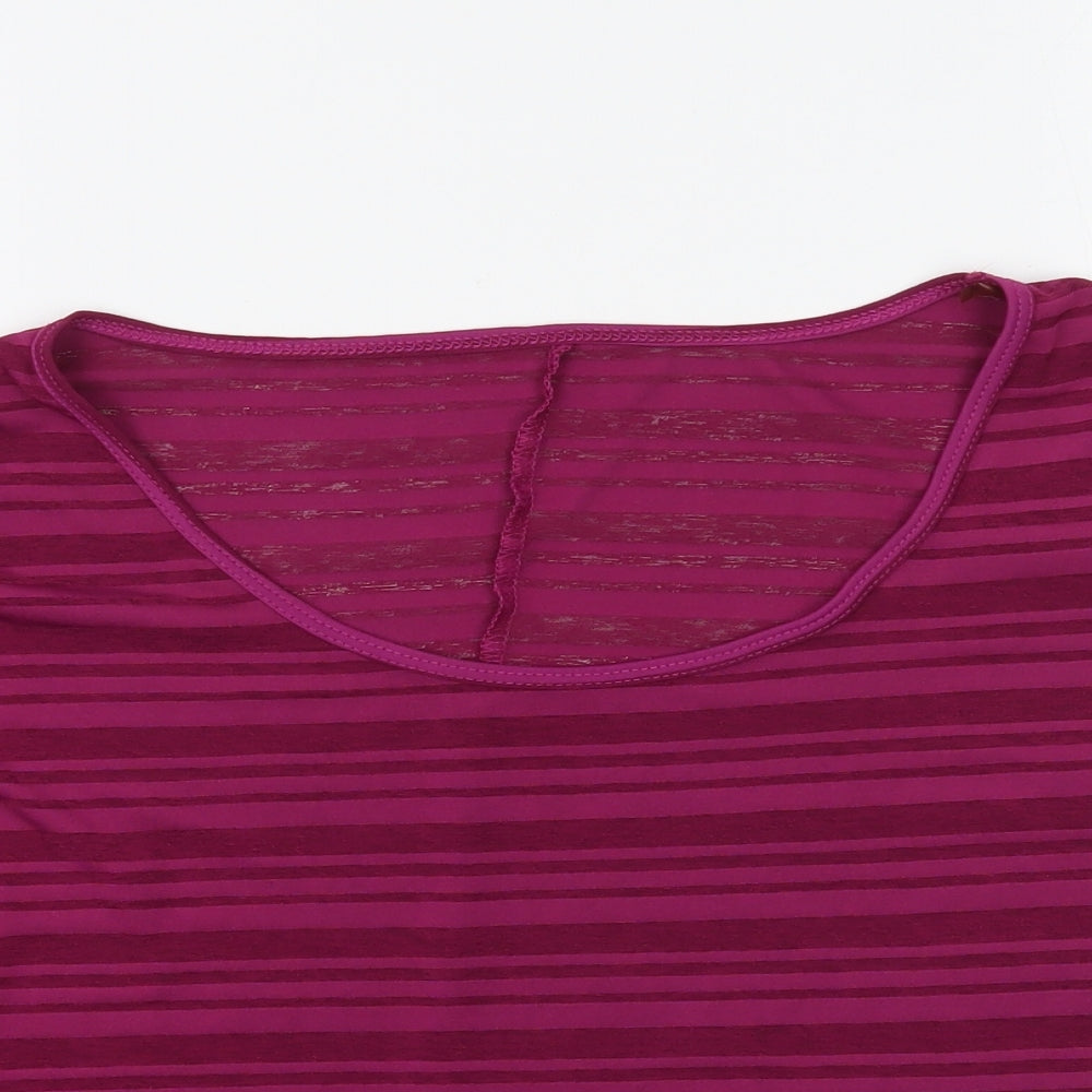 Matalan Womens Purple Striped  Basic T-Shirt Size M