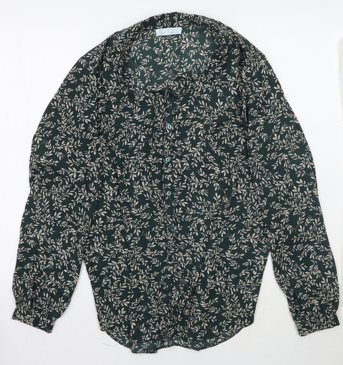 Primark Womens Green Floral  Basic Button-Up Size M