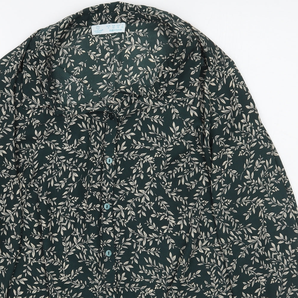 Primark Womens Green Floral  Basic Button-Up Size M