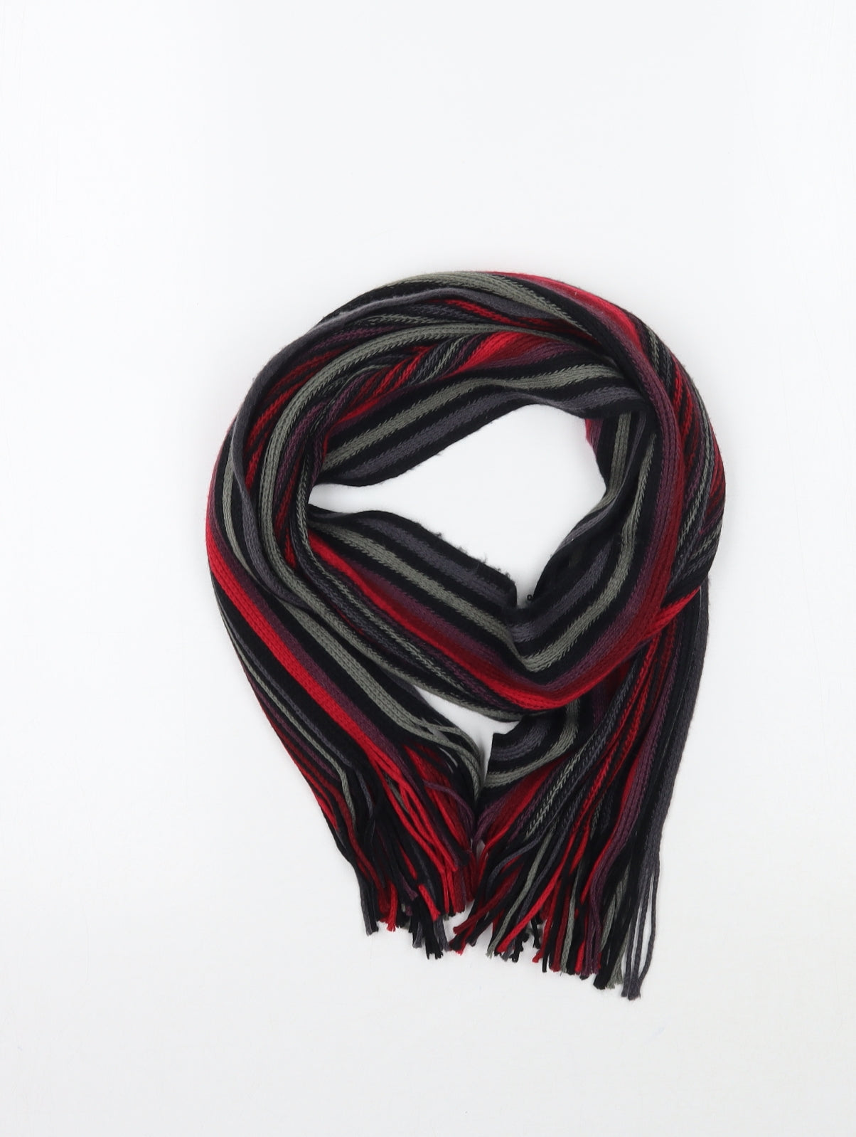 Preworn Mens Black Striped  Scarf  One Size