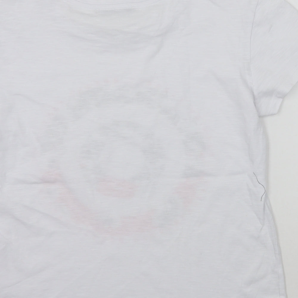 Marks and Spencer Womens White Floral  Basic T-Shirt Size 10