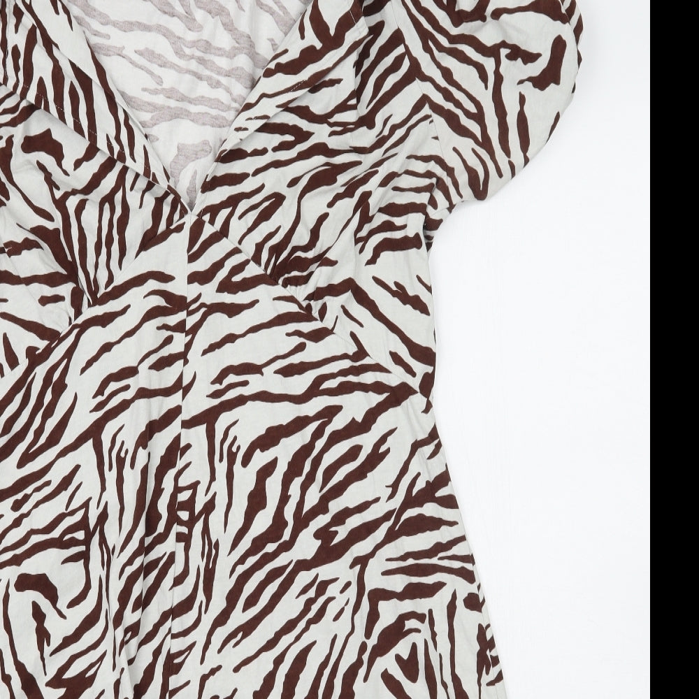 ASOS Womens White Animal Print  A-Line  Size 16
