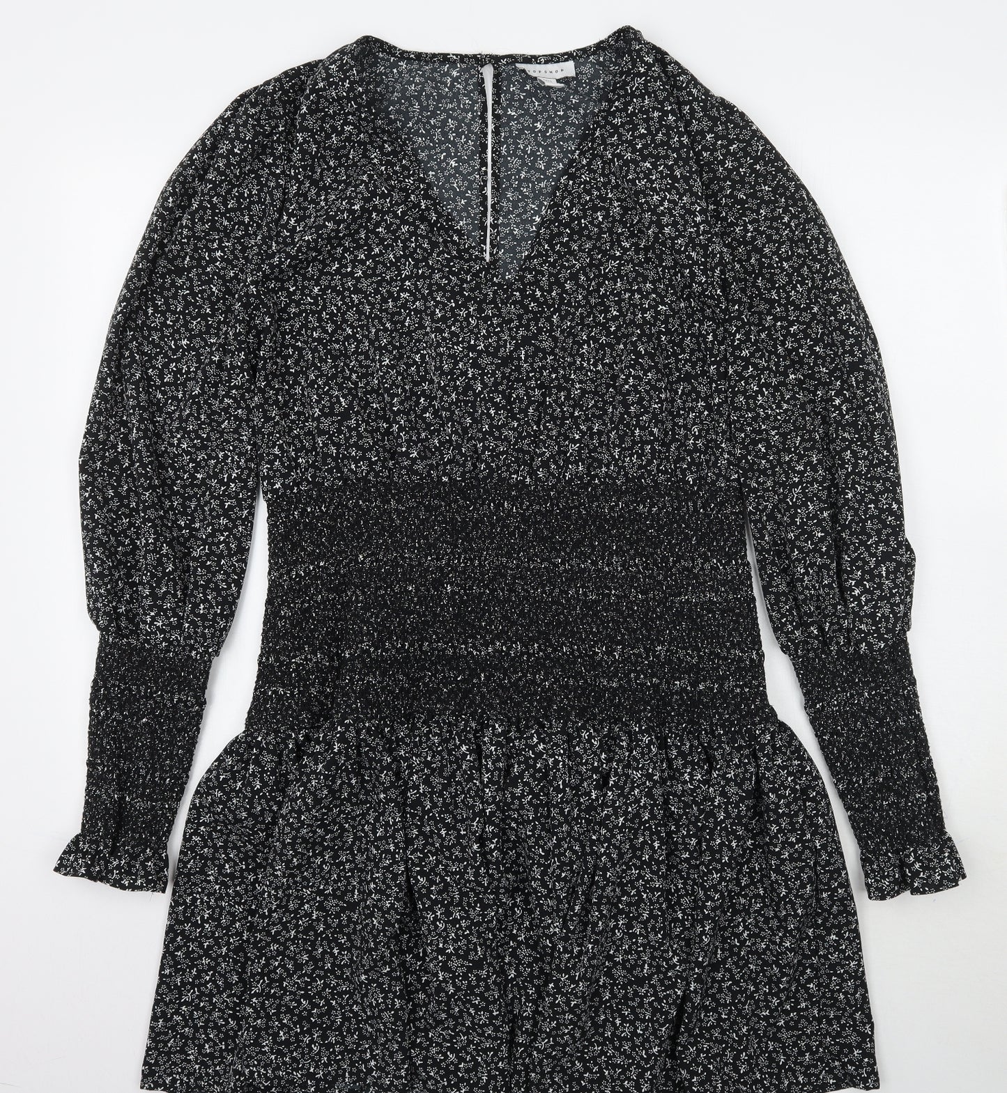Topshop Womens Black Floral  A-Line  Size 16