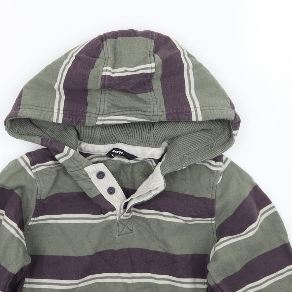 George Boys Green Striped  Pullover Hoodie Size 5-6 Years