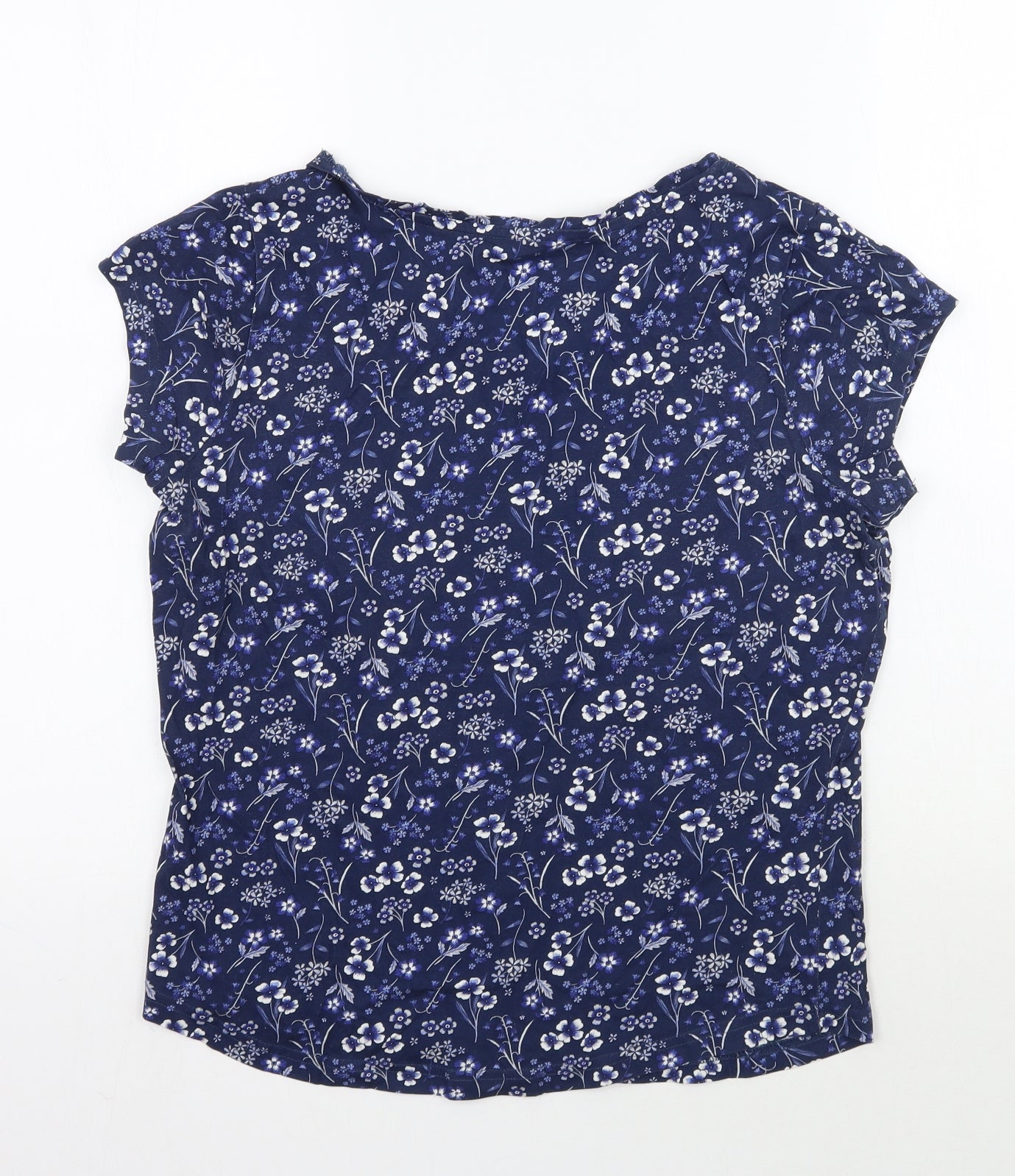 George Womens Blue Floral  Basic T-Shirt Size 8