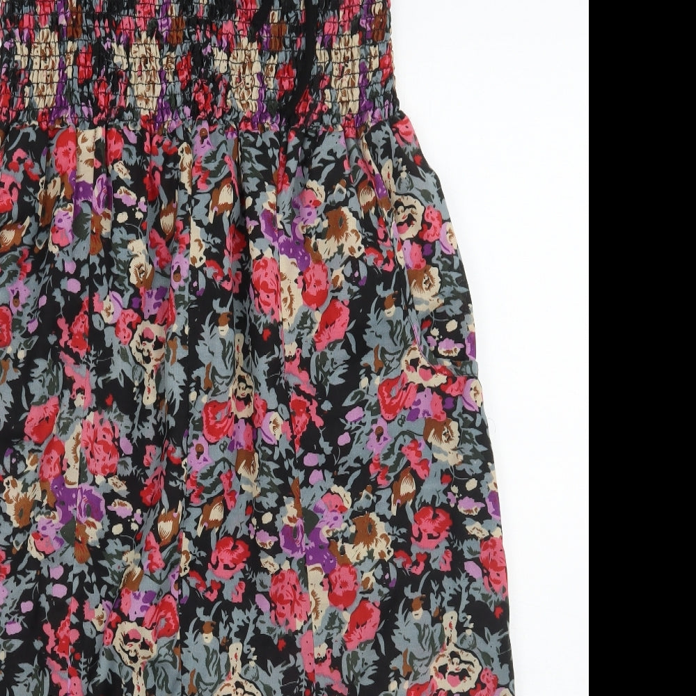 Papaya Womens Black Floral  A-Line  One Size