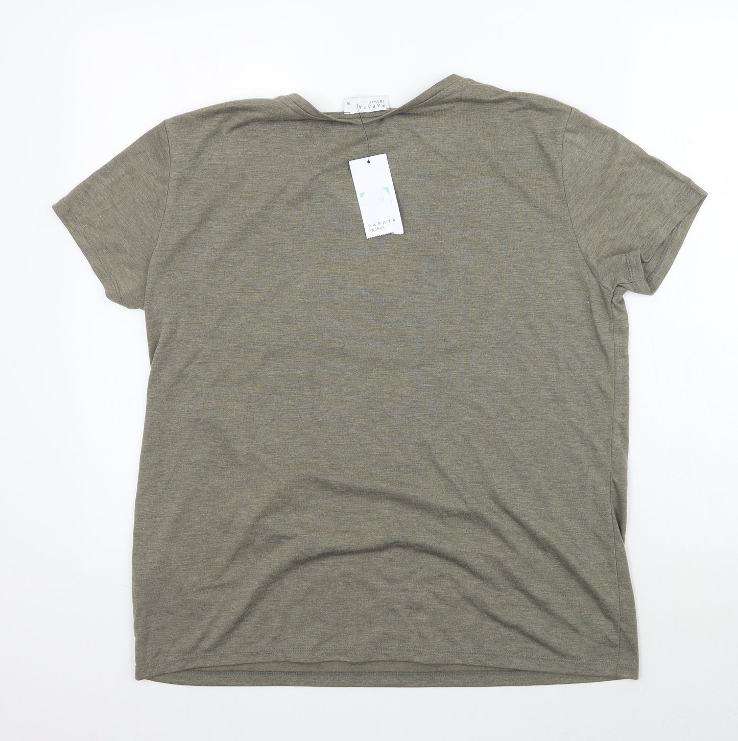 Papaya Womens Green   Basic T-Shirt Size 14