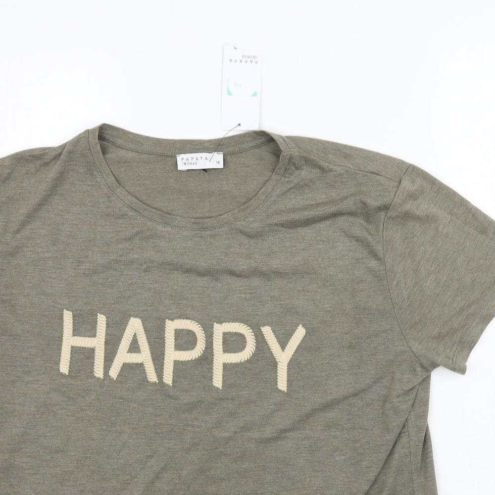 Papaya Womens Green   Basic T-Shirt Size 14