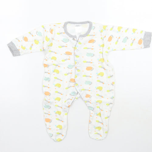 Preworn Baby White Geometric  Babygrow One-Piece Size 3-6 Months