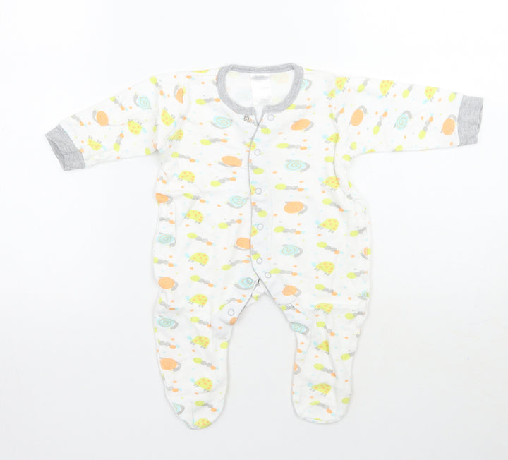 Preworn Baby White Geometric  Babygrow One-Piece Size 3-6 Months