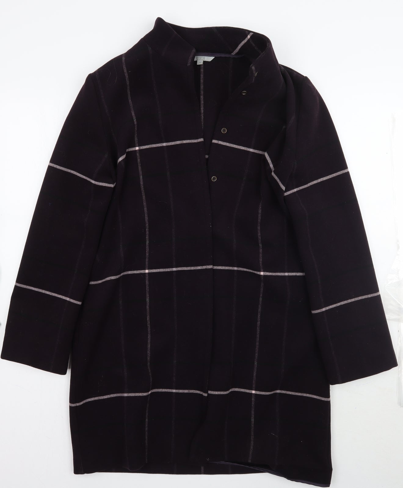 Marks and Spencer Womens Purple Check  Jacket Coat Size 14