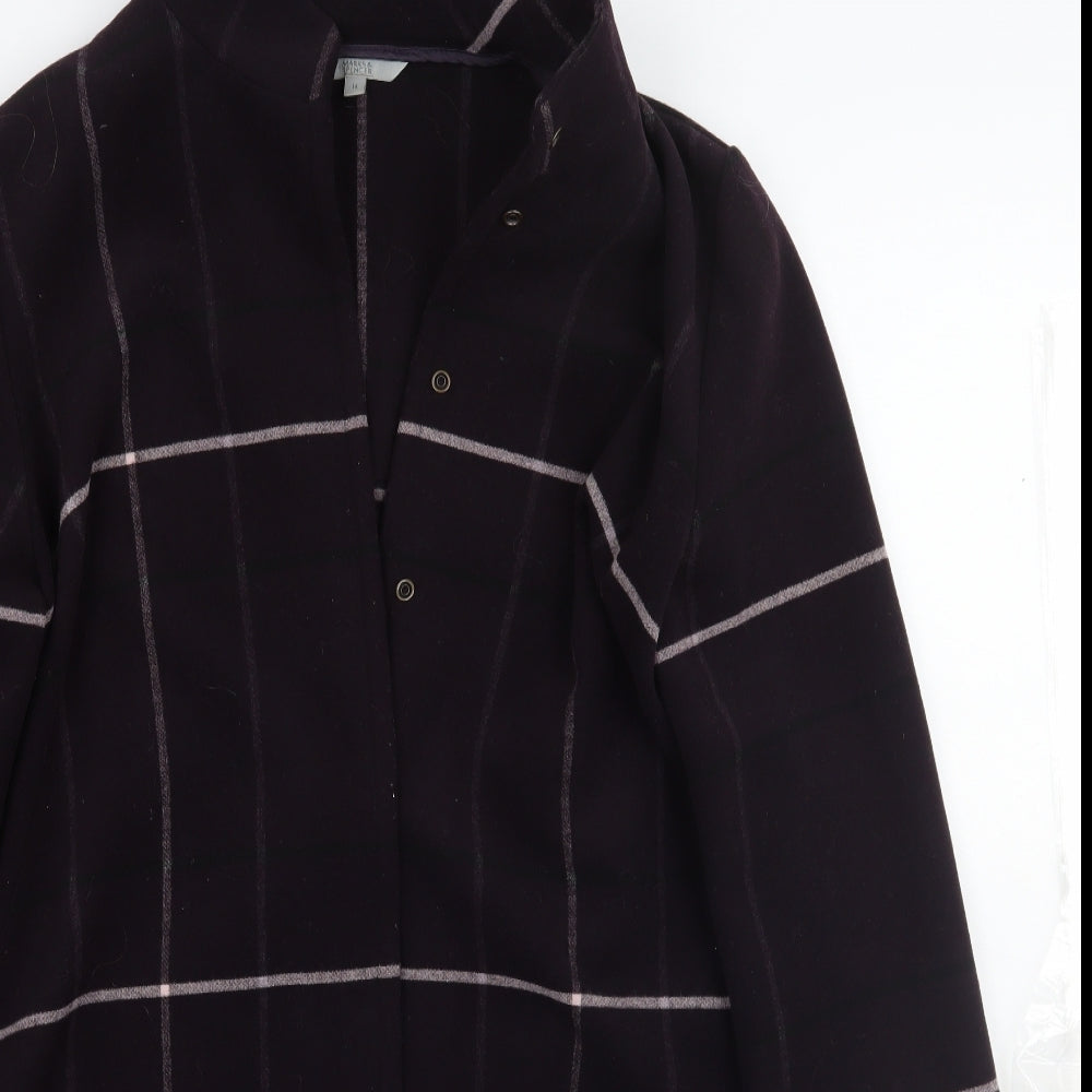 Marks and Spencer Womens Purple Check  Jacket Coat Size 14