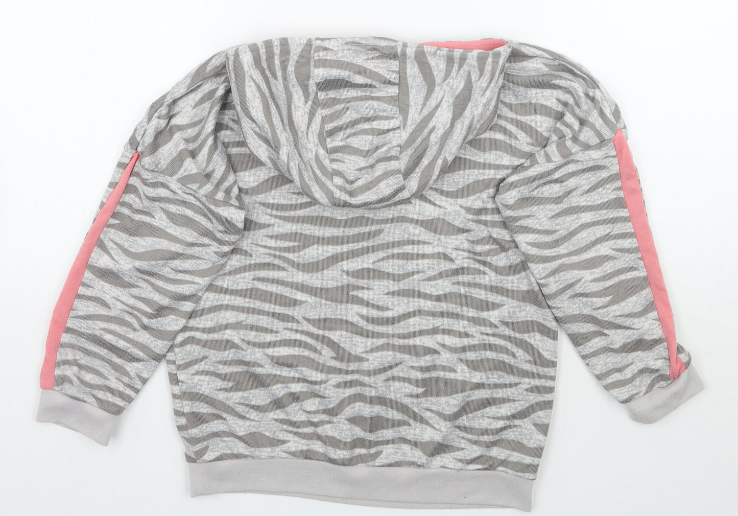 TU Girls Grey Animal Print  Pullover Hoodie Size 8-9 Years