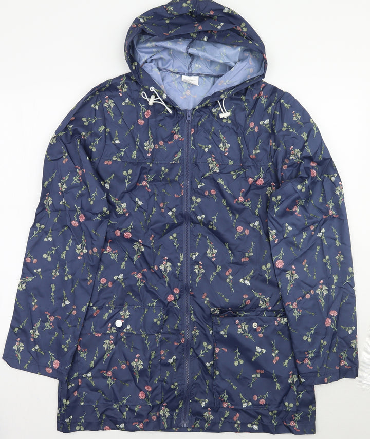 ann de lancay Womens Blue Floral Jacket Coat Size S