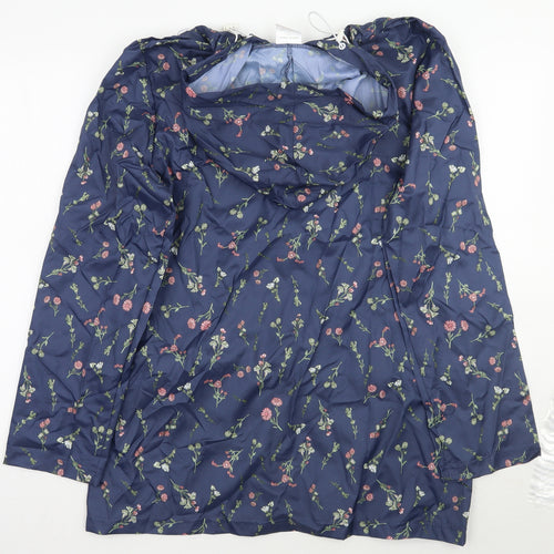ann de lancay Womens Blue Floral  Jacket Coat Size S