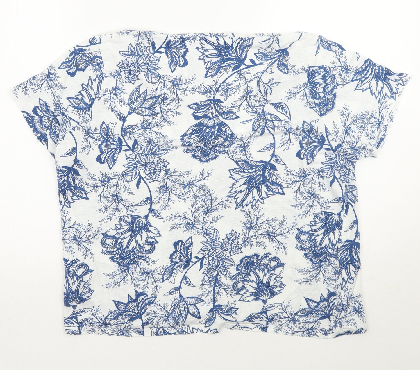 Marks and Spencer Womens White Floral  Basic T-Shirt Size 16