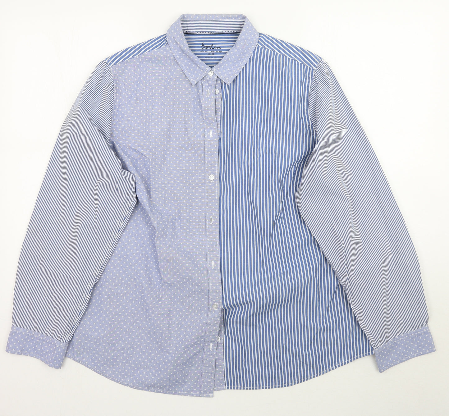 Boden Womens Blue Striped  Basic Button-Up Size 14