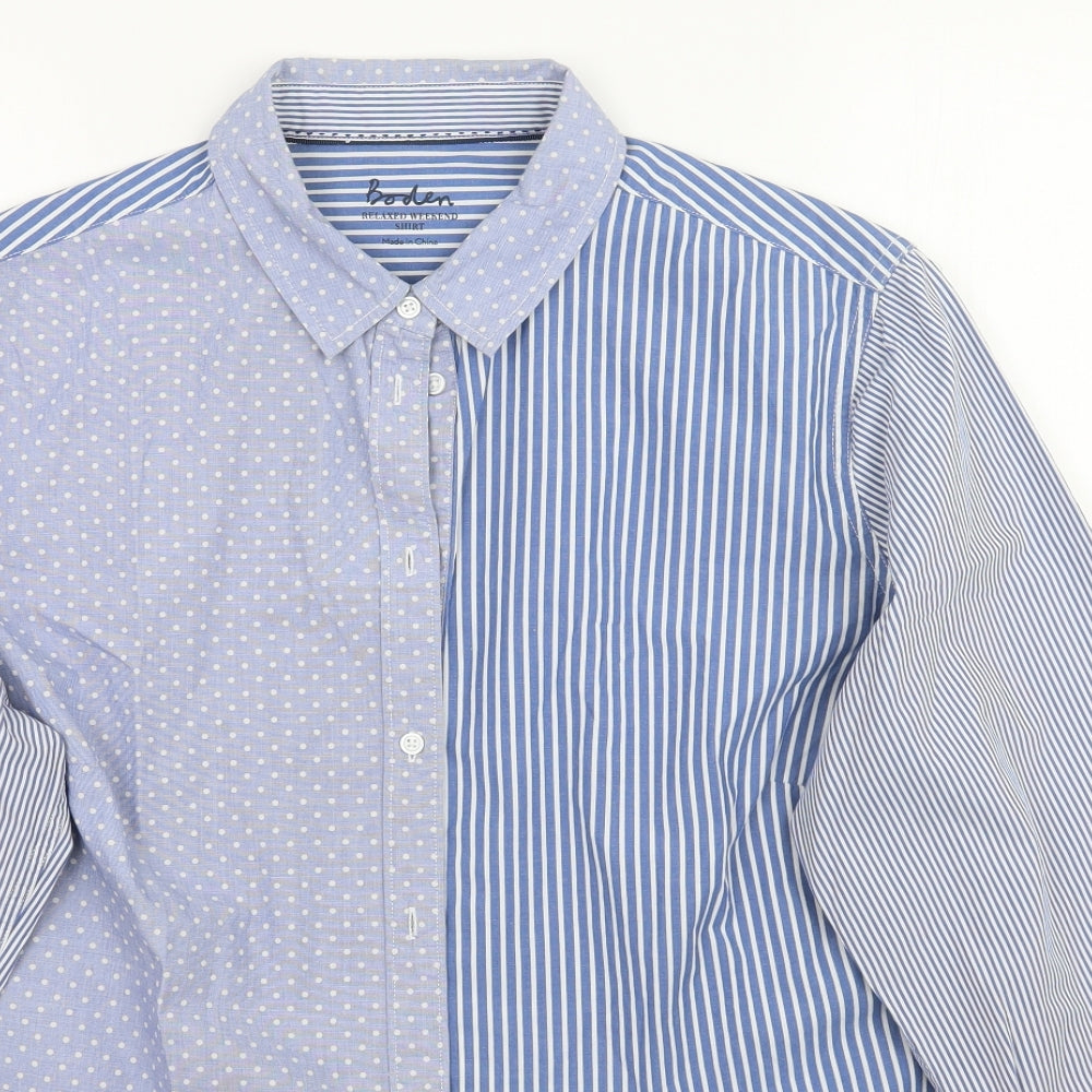 Boden Womens Blue Striped  Basic Button-Up Size 14