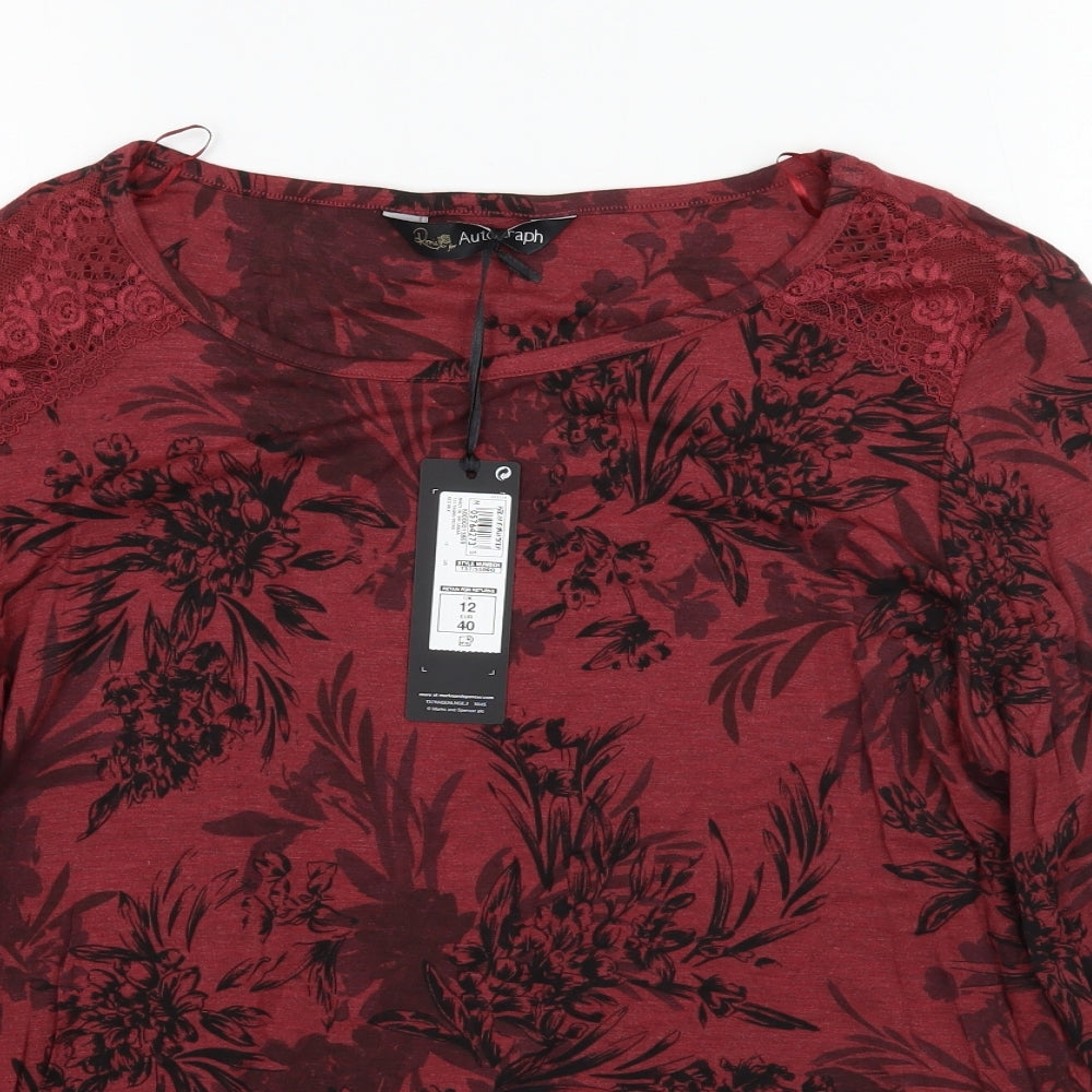 Marks and Spencer Womens Red Floral  Top Pyjama Set Size 12