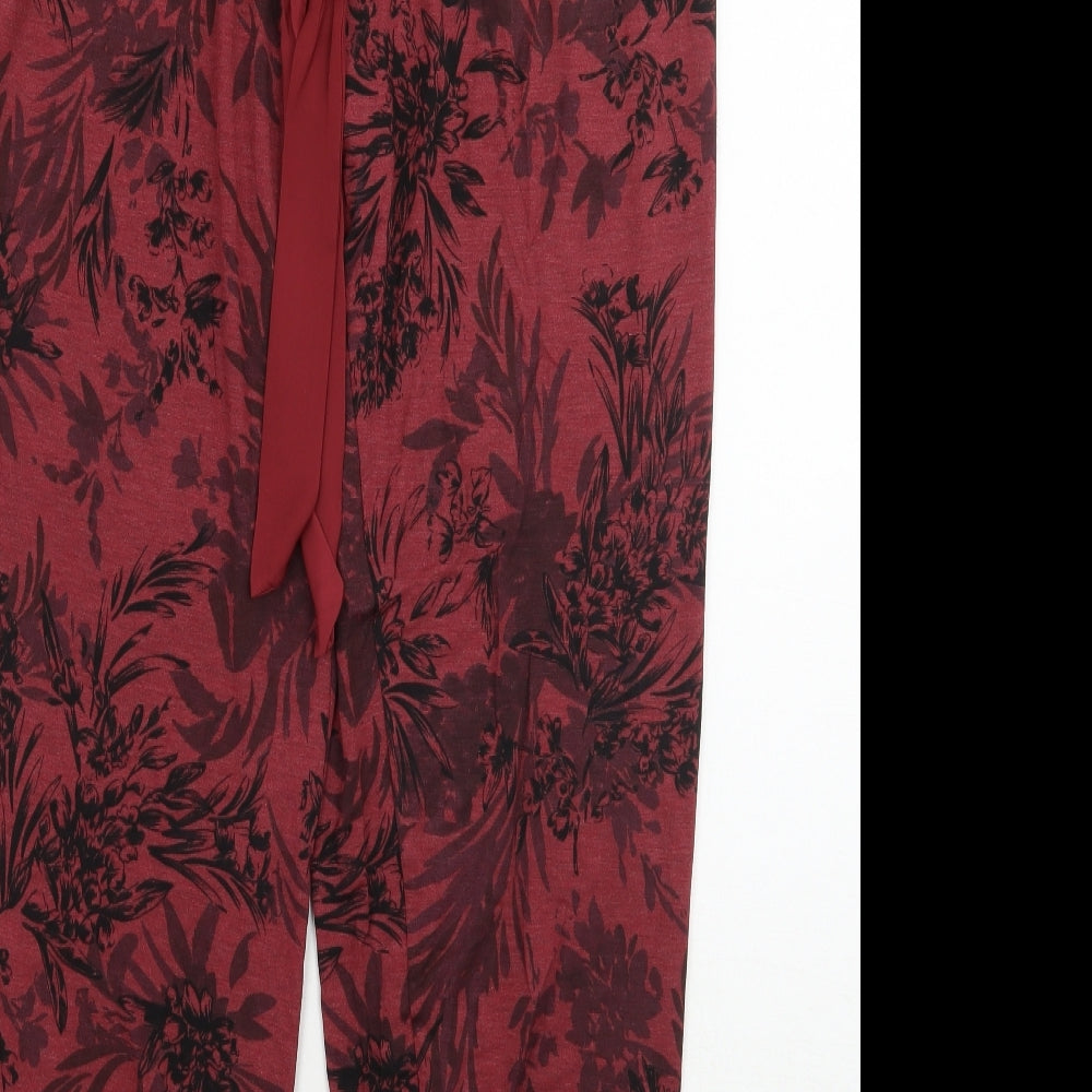 Marks and Spencer Womens Red Floral  Top Pyjama Set Size 12