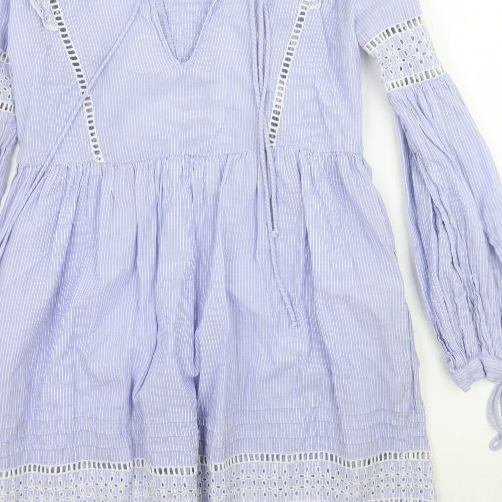 Topshop Womens Blue Striped  A-Line  Size 6