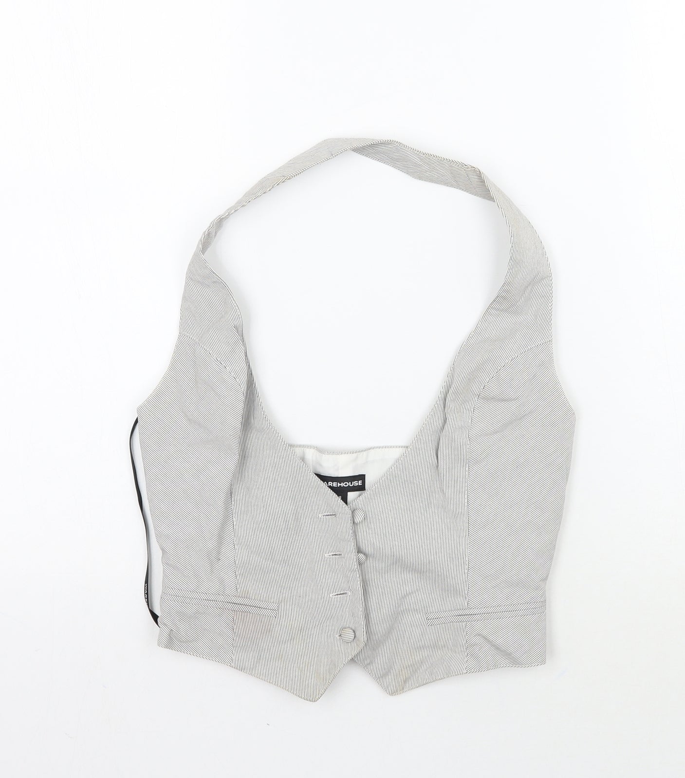 Warehouse Womens Grey Striped  Jacket Waistcoat Size 6
