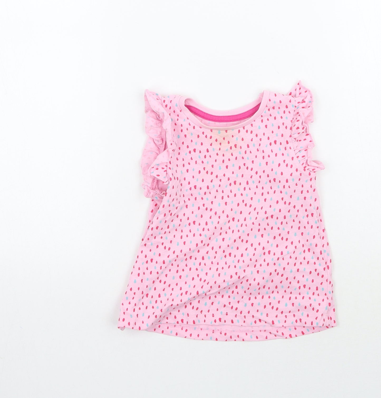 Matalan Girls Pink Geometric  Basic Tank Size 18-24 Months