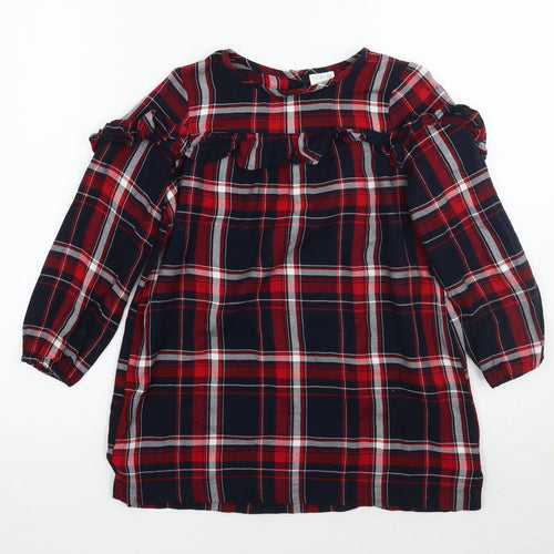 F&F Girls Blue Check  Basic T-Shirt Size 6-7 Years