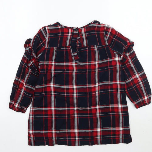 F&F Girls Blue Check  Basic T-Shirt Size 6-7 Years