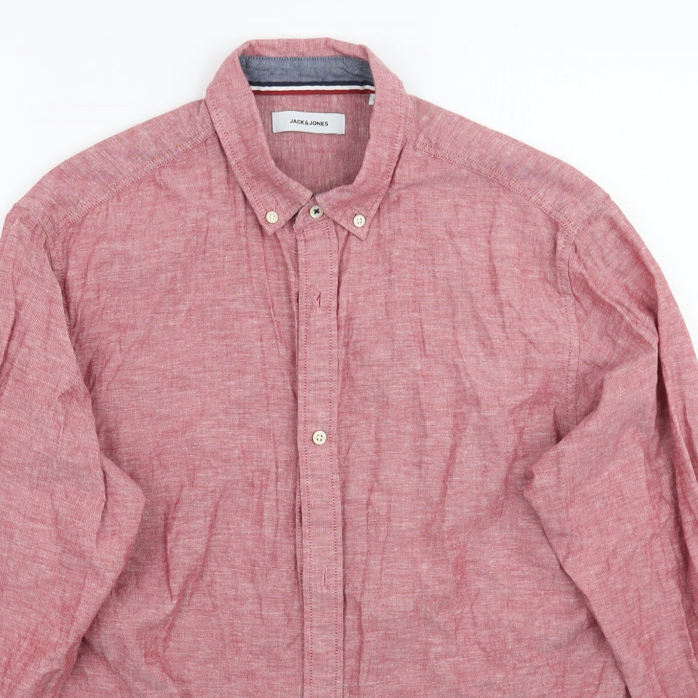 JACK & JONES Mens Red    Button-Up Size M