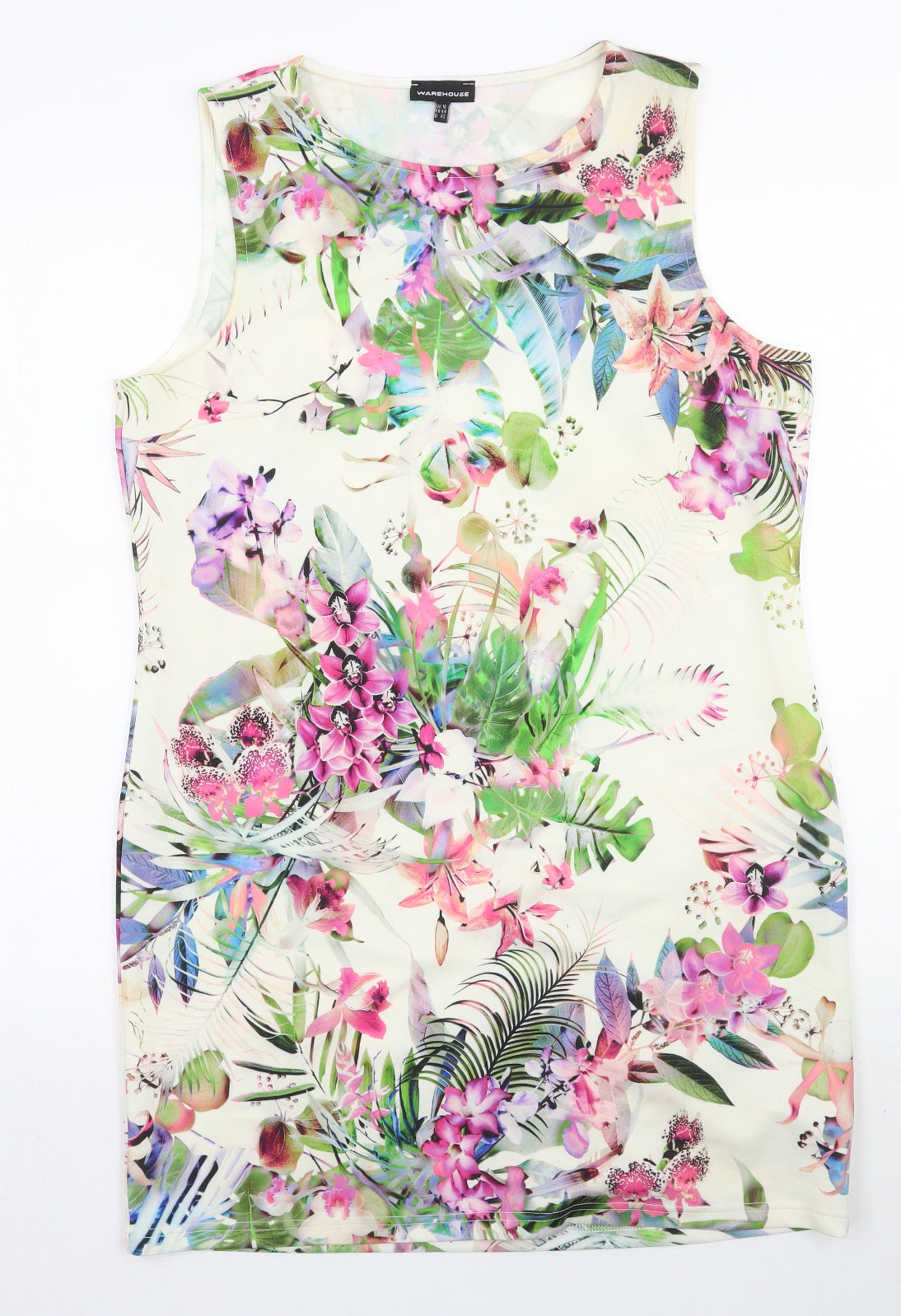 Warehouse Womens Ivory Floral  A-Line  Size 16