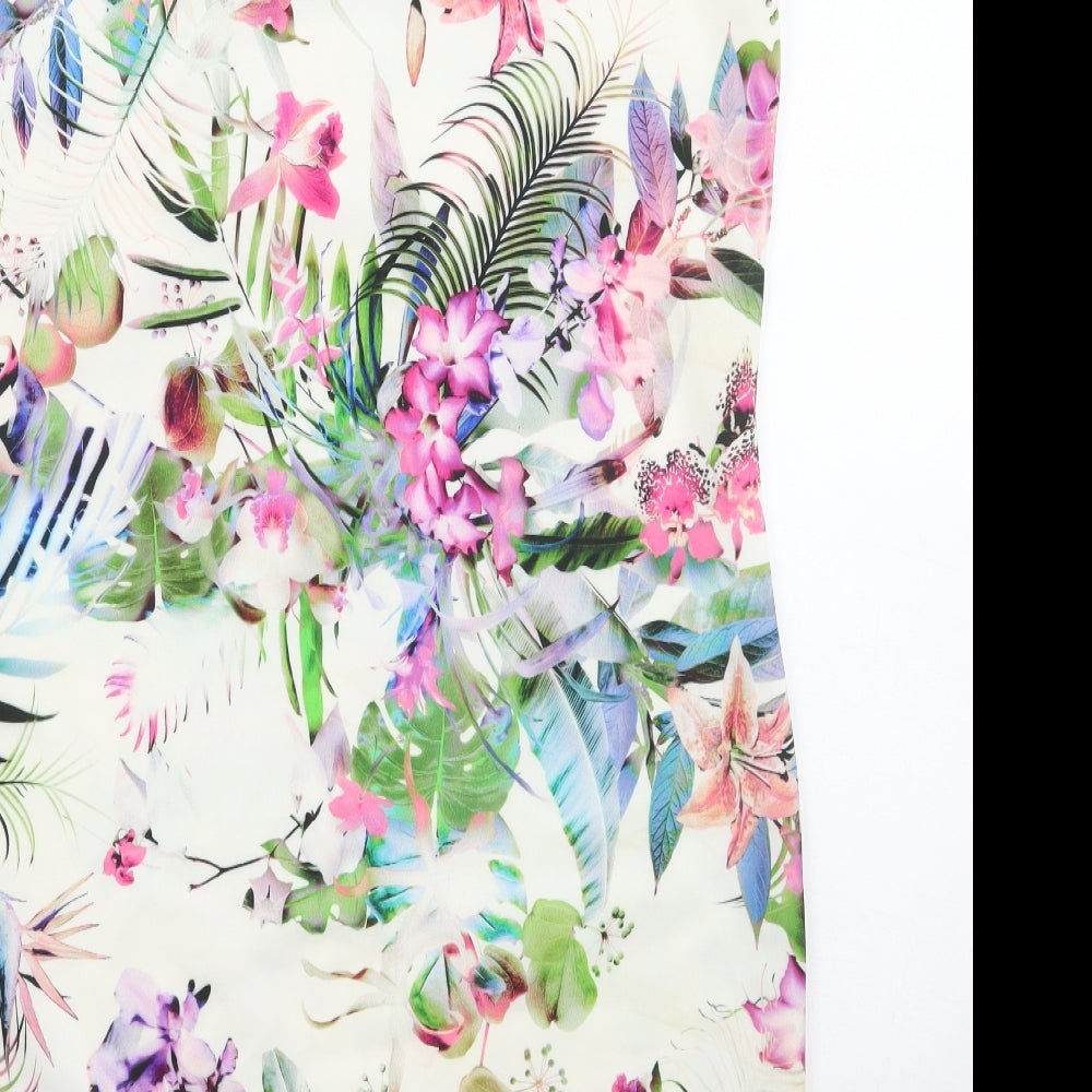 Warehouse Womens Ivory Floral  A-Line  Size 16