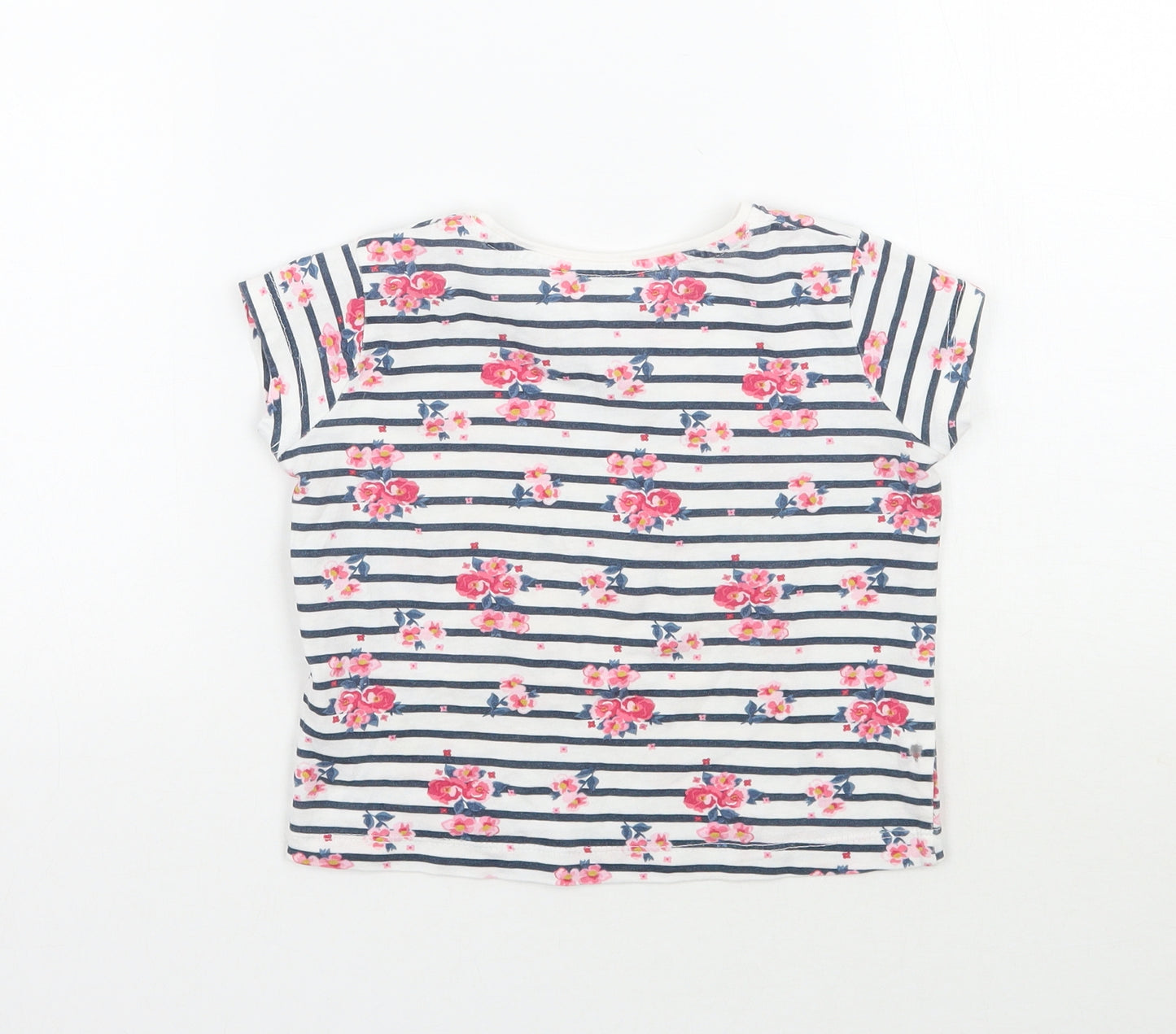 Primark Girls White Striped  Basic T-Shirt Size 2 Years