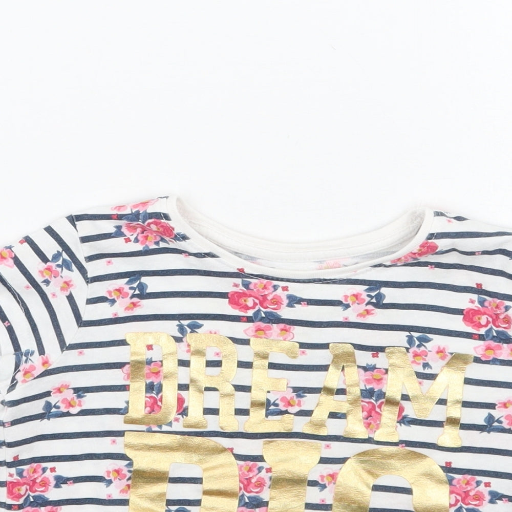 Primark Girls White Striped  Basic T-Shirt Size 2 Years