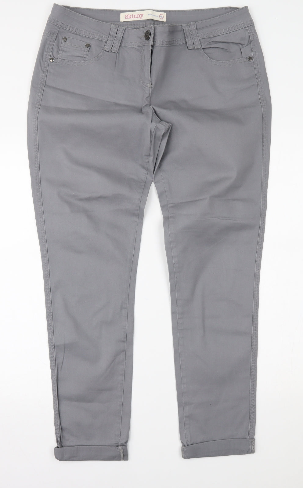NEXT Womens Grey   Chino Trousers Size 16 L30 in