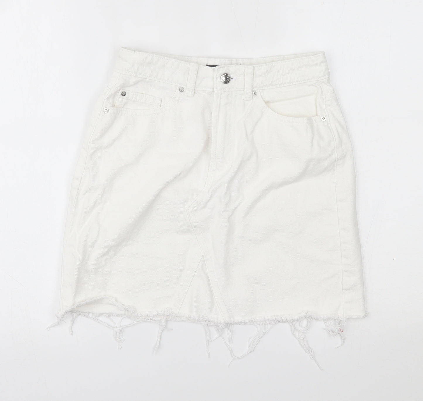 Primark Womens White  Denim Mini Skirt Size 8