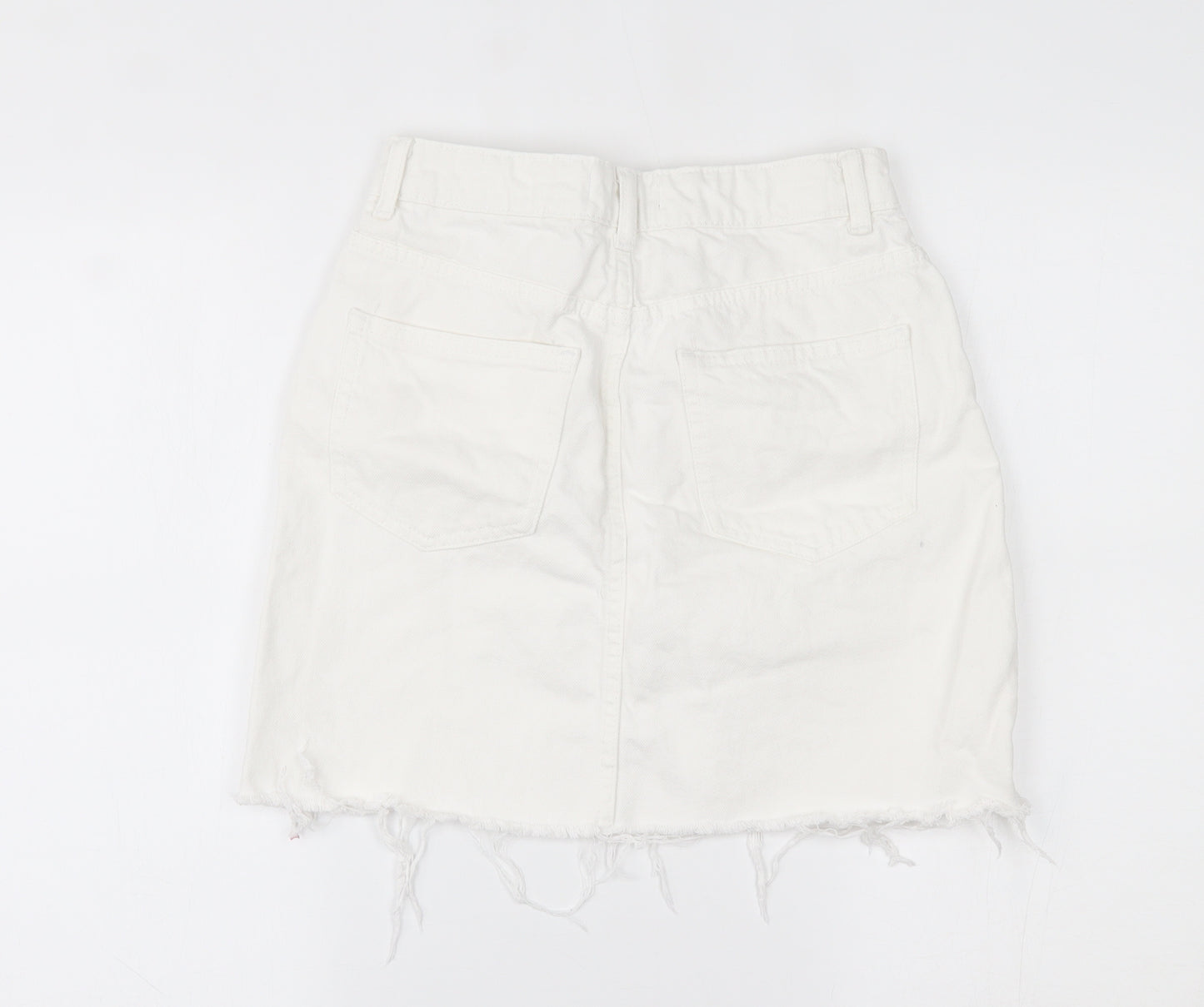 Primark Womens White  Denim Mini Skirt Size 8