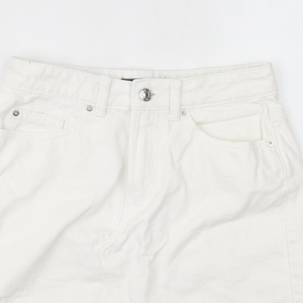 Primark Womens White  Denim Mini Skirt Size 8