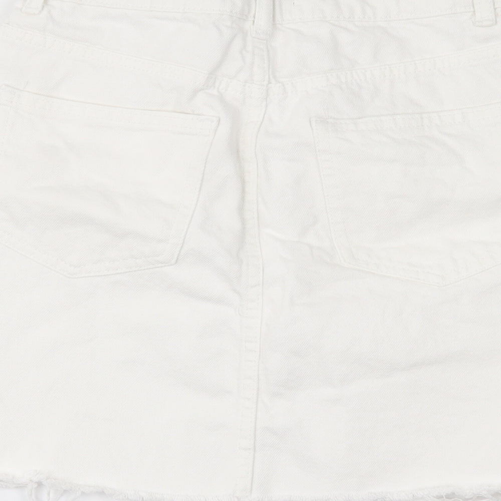 Primark Womens White  Denim Mini Skirt Size 8